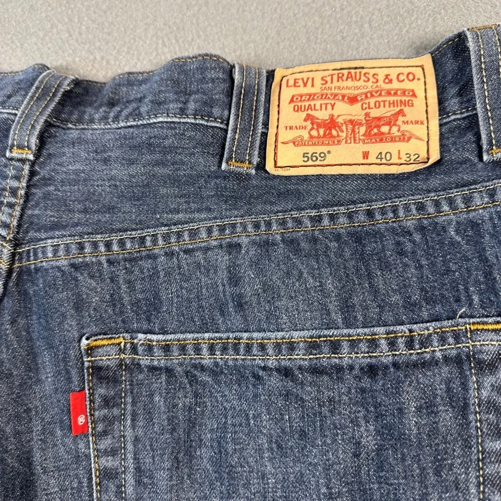Levis 569 Loose Straight Jeans Mens 40x30 Dark Wash Blue Denim 100% Cotton